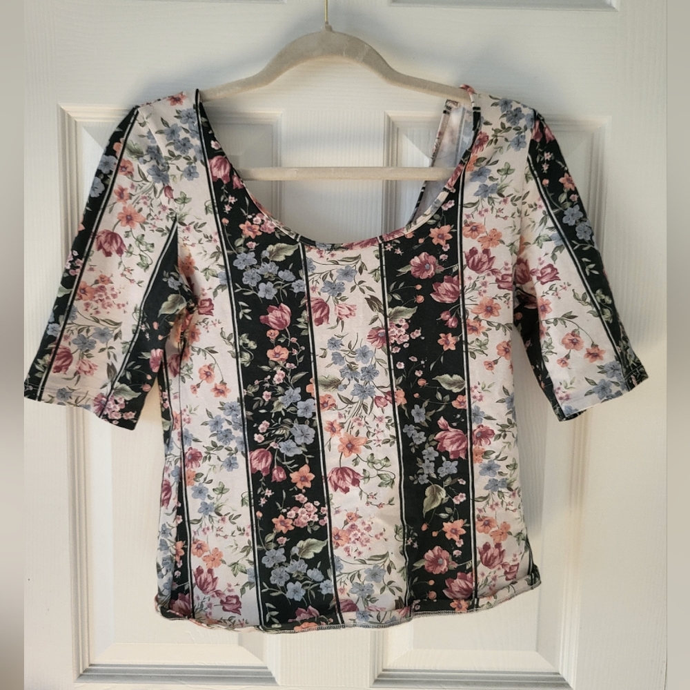 Rouje Floral Striped Blouse - Black, Pink, Blue